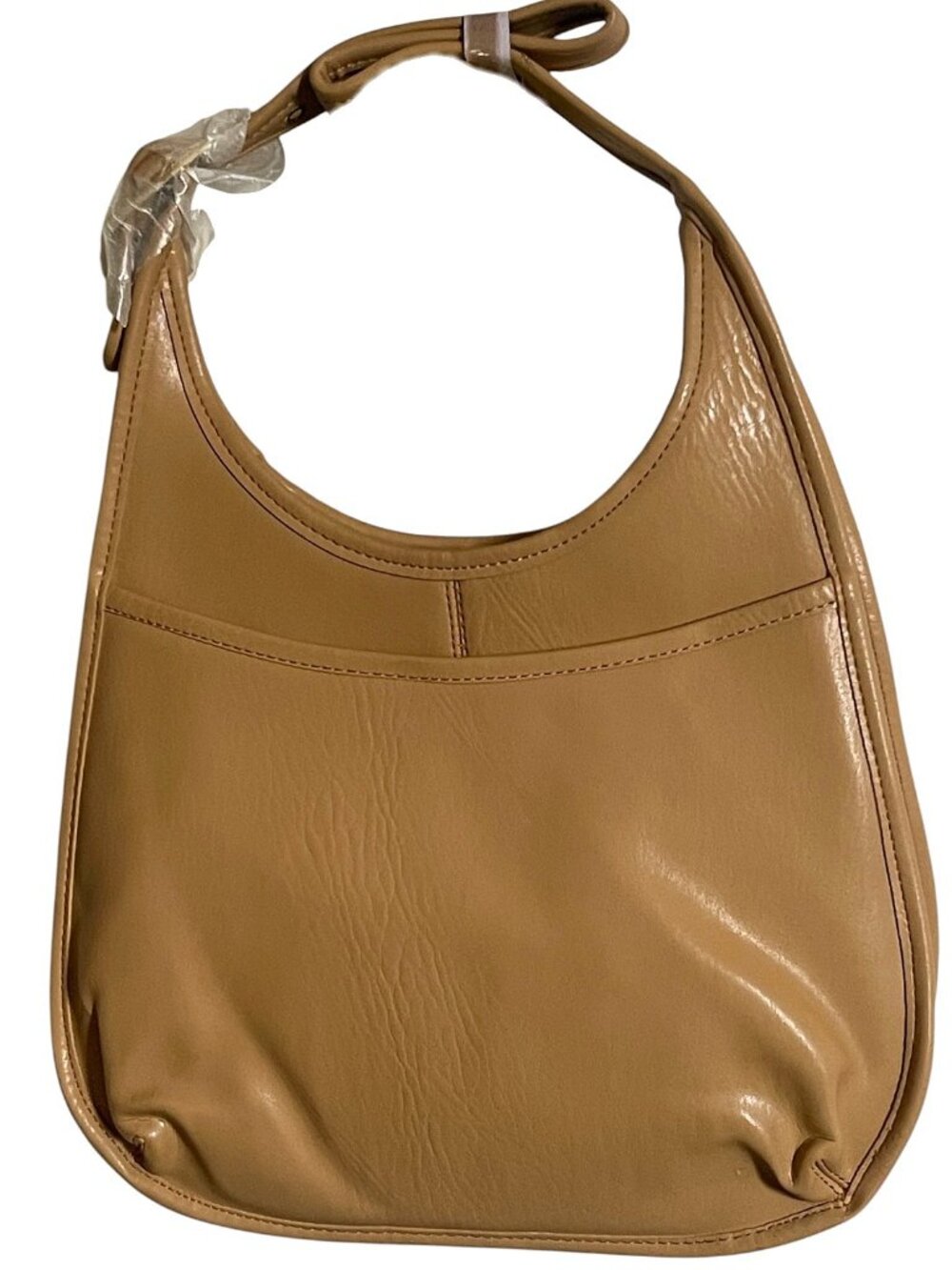 Tan Faux Leather Hobo Crossbody Bag Minimalist Shoulder Purse - Picture 7 of 7